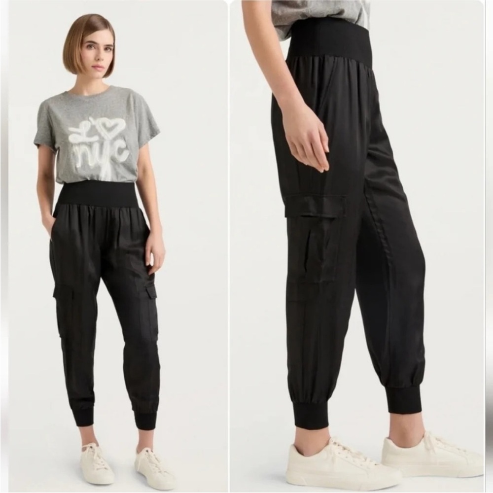 Cinq à Sept Pants Giles Cupro Crop Cargo Joggers Black Size S